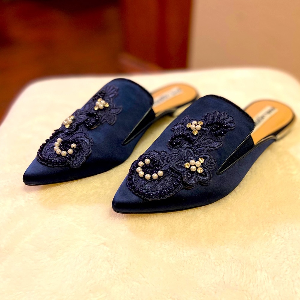 Lagerfeld Navy Blue Rhinestone Shoes